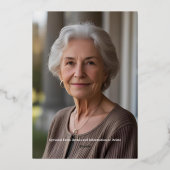 高級感のあるパープルゴールドの70歳のカスタム誕生日パーティー 箔招待状 (裏面)