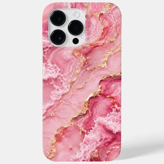 高級感のあるピンクのオセアンマーブル＋ゴールドベイン Case-Mate iPhoneケース (裏面)