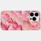 高級感のあるピンクのオセアンマーブル＋ゴールドベイン Case-Mate iPhoneケース (裏面 (横))