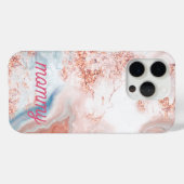 高級感のあるフェイク ローズゴールド 大理石 "ママ" オリジナル Case-Mate iPhoneケース (裏面 (横))