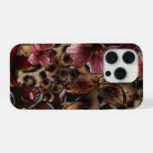 高級感のあるフローラルデザインのスマホケース iPhoneケース (裏面横)