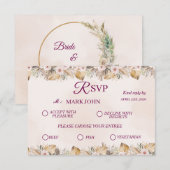高級感のあるフローラル ゴールド ウェディング RSVP (正面/裏面)