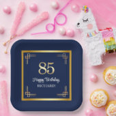 高級感のあるブルーゴールドの85歳の誕生日パーティー ペーパープレート (パーティー)