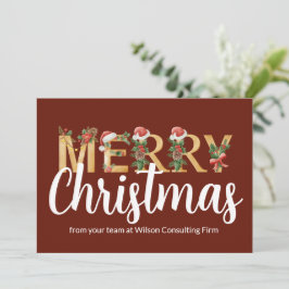 高級感のあるレッドゴールドのメリークリスマス オーダーメイド企業 シーズンカード