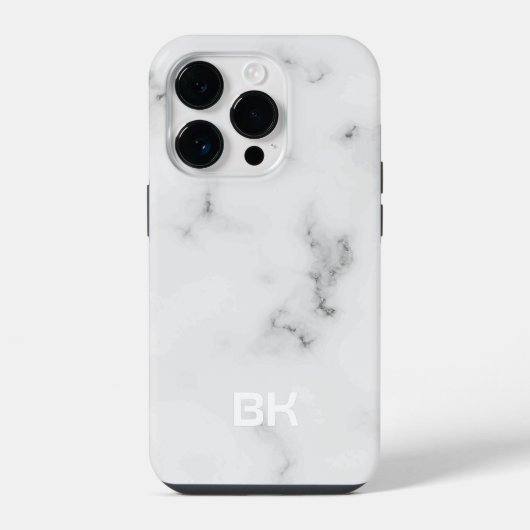 高級感のある白い大理石のテクスチャ iPhoneケース (裏面)