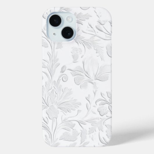 高級感のある白い花柄エンボス加工スマホケース Case-Mate iPhoneケース (裏面)
