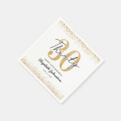 高級感のある白とゴールドの30歳の誕生日ナプキン スタンダードカクテルナプキン (角)