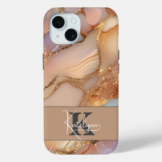 高級感のある真珠貝とゴールドラメのモノグラム  Case-Mate iPhoneケース (裏面)