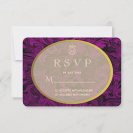 高級感のある紫とゴールドの結婚式招待状 RSVP