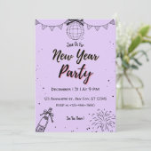 高級感のある編集可能な紫色の新年パーティー招待状 (スタンド正面)