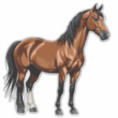 🐎 高級感のある茶色の馬 デカール 馬好きへのギフト (正面)