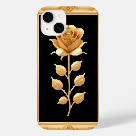 高級感のある装飾が施されたゴールデンローズ Case-Mate iPhoneケース (裏面)