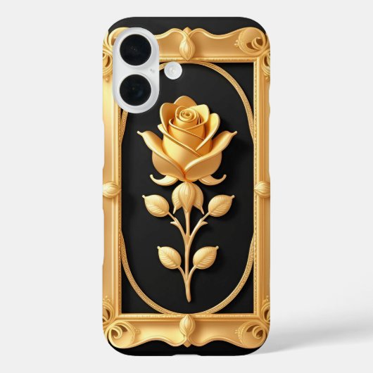 高級感のある装飾が施されたゴールデンローズ Case-Mate iPhoneケース (裏面)