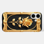 高級感のある装飾が施されたゴールデンローズ Case-Mate iPhoneケース (裏面 (横))
