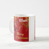 高級感のある赤と金のクリスマスオーナメント コーヒーマグカップ (正面左)