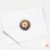 高級感のある金色の花の飾り ラウンドシール (封筒)