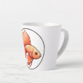 高級感のある金魚のイラスト入り陶器マグカップ カフェラテマグ (右アングル)
