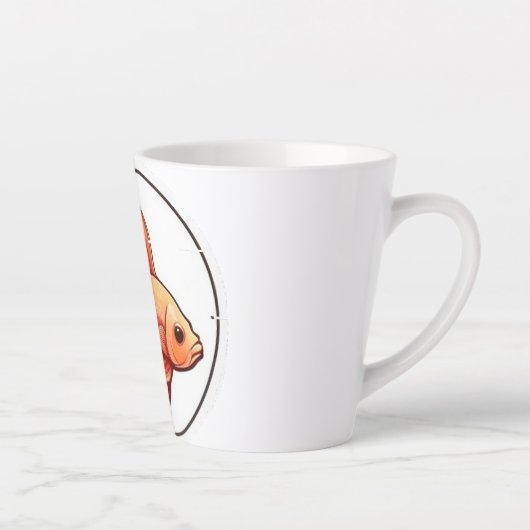 高級感のある金魚のイラスト入り陶器マグカップ カフェラテマグ (右)