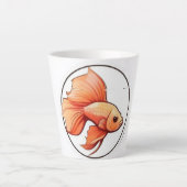 高級感のある金魚のイラスト入り陶器マグカップ カフェラテマグ (正面)