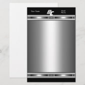 高級感のある銀色クロムブラックの文房具 便箋 (正面/裏面)