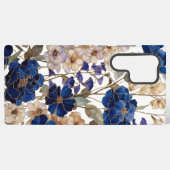 高級感のある青い芍薬とシャンパンの花柄 SAMSUNG GALAXYケース (裏面横)