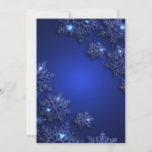 高級感のある青い雪の結晶 クリスマス企業 招待状 (裏面)