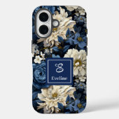高級感のある青と白の花柄のラグジュアリーフォンケース Case-Mate iPhoneケース (裏面)