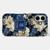 高級感のある青と白の花柄のラグジュアリーフォンケース Case-Mate iPhoneケース (裏面 (横))