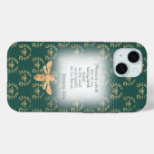 高級感のある青緑の金の蜂のリースグリッドのキリスト教 Case-Mate iPhoneケース (裏面 (横))