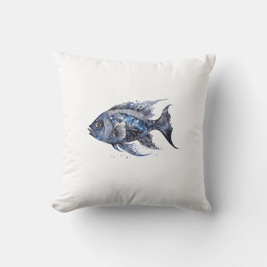 高級感のある黒い魚のスモール クッション (正面)