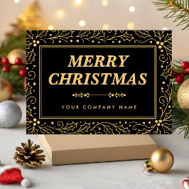 高級感のある黒とアンティークゴールドのビジネス・クリスマス シーズンカード