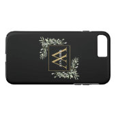 高級感のある黒とゴールドのモノグラムグリーンネームプレート Case-Mate iPhoneケース (裏面(横))