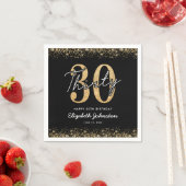 高級感のある黒とゴールドの30歳の誕生日記念ナプキン スタンダードカクテルナプキン (インサイチュ)