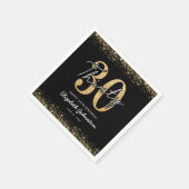 高級感のある黒とゴールドの30歳の誕生日記念ナプキン スタンダードカクテルナプキン (角)