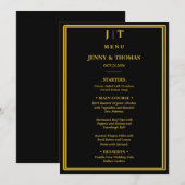 高級感のある黒と金のモノグラム ウェディングメニューカード メニュー (正面/裏面)
