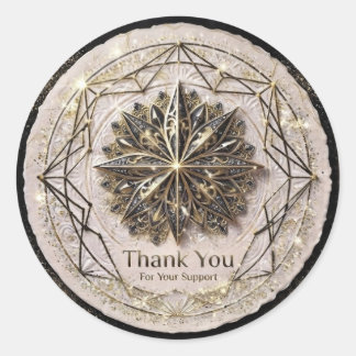 高級感のある黒と金の天体Thank YouビジネスS ラウンドシール