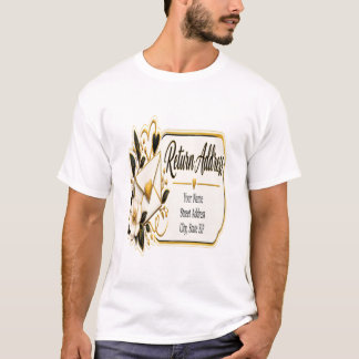 高級感のある黒と金の差出人ラベル Tシャツ