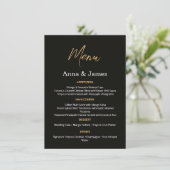 高級感のある黒と金の結婚式メニューカード メニュー (スタンド正面)