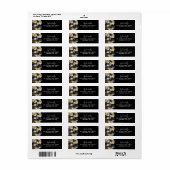 高級感のある黒と金の返送先住所ラベル ラベル (フルシート)