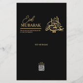 高級感のある黒と金のEid Mubarakチョコレートバー包装 チラシ (正面)