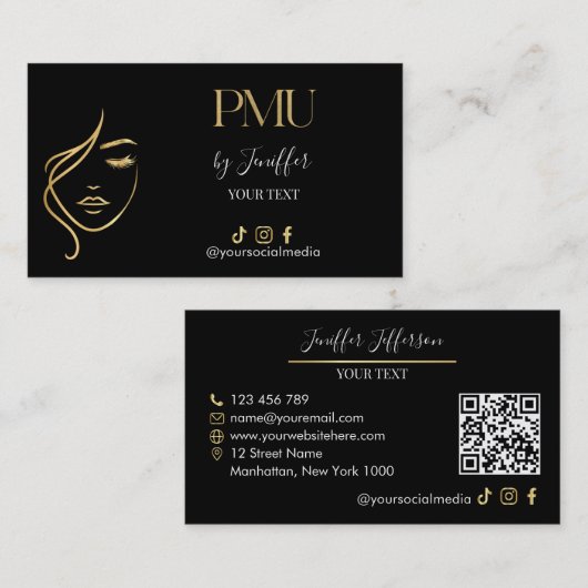 高級感のある黒と金のPMUビジネスカード 名刺 (正面/裏面)