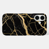 高級感のある黒大理石と金の模様 Case-Mate iPhoneケース (裏面 (横))