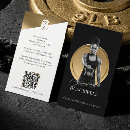 高級感のある黒金パーソナルトレーナーフィットネス写真 名刺