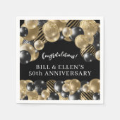 高級感のある黒金　結婚50周年記念ペーパー スタンダードカクテルナプキン (正面)