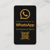 高級感のある黒金WhatsApp QRコード 名刺 (正面)