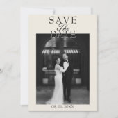 高級感のある 白 黒 クラシカル フォーマル 結婚式 写真 セーブザデート (正面)