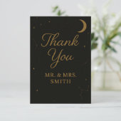 高級感漂うブラック×ゴールドの結婚式のお礼状 サンキューカード (スタンド正面)