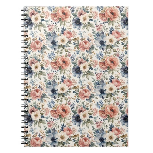 高級感漂う手描き水彩の花の房 ノートブック (正面)