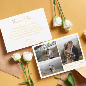 高級感謝してい金ゴールドユー3フォトコラージュ結婚シック ノートカード