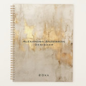 高級抽象芸術アイボリー金ゴールドグリッタープロフェッショナル プランナー手帳 (正面)